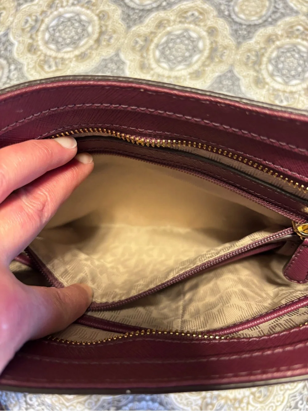 Michael Kors Burgundy Crossbody Bag with Matching Wallet